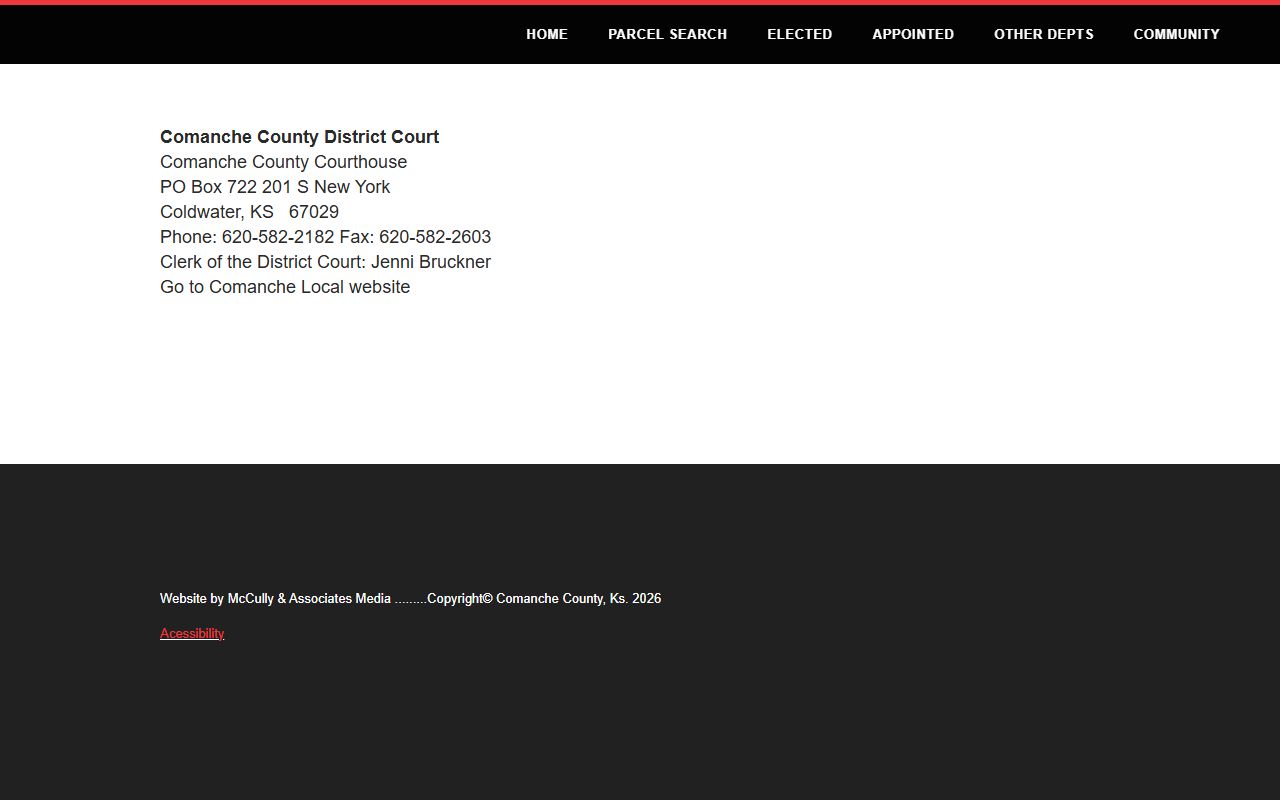 Comanche County Clerk of the District Court contact page