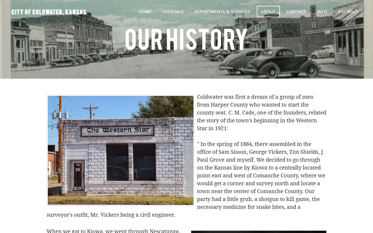 Comanche County court records Coldwater city history