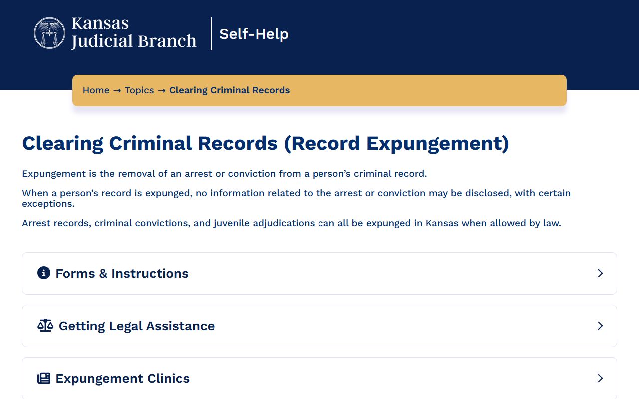 Comanche County criminal court records and Kansas record expungement self-help