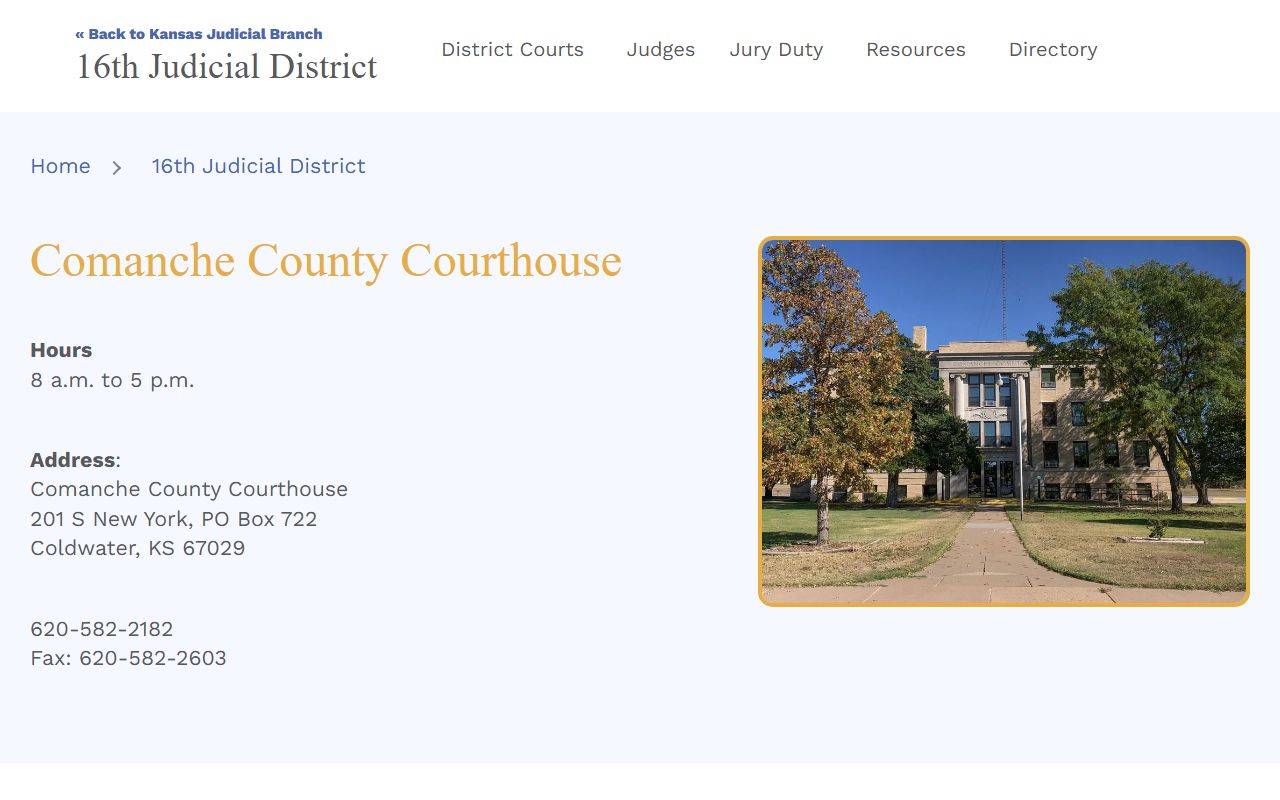 Comanche County District Court courthouse page