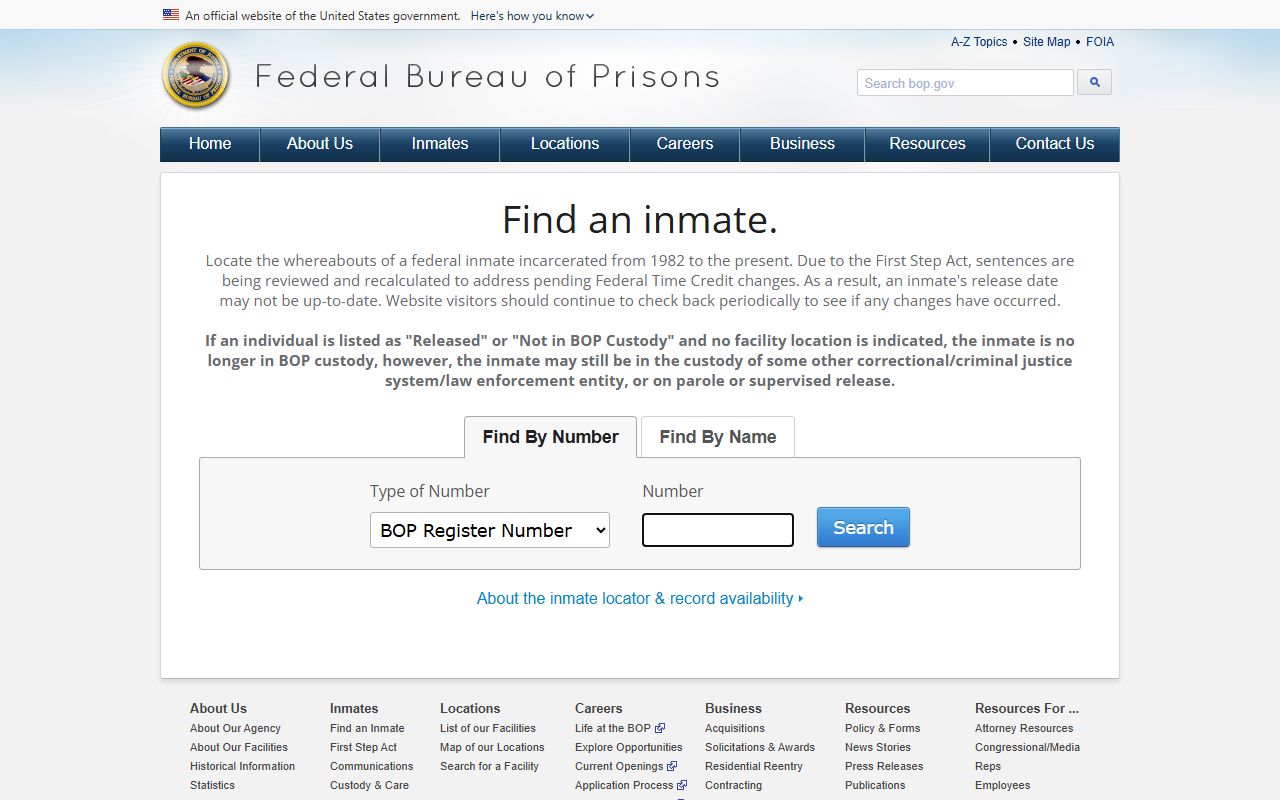 Comanche County inmate records federal Bureau of Prisons inmate locator