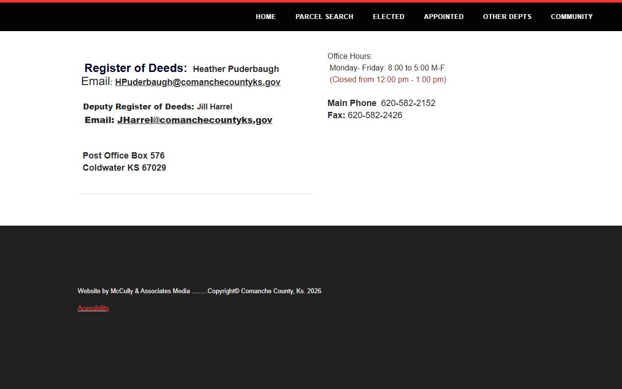 Comanche County Register of Deeds official page